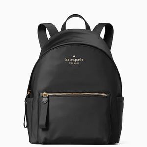 Kate Spade Black Mini Backpack with Gold Zippers